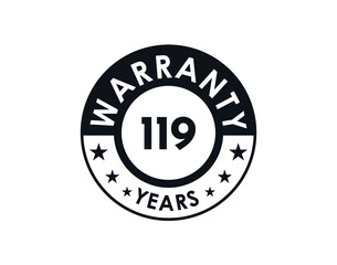 119 years warranty logo isolated on white background