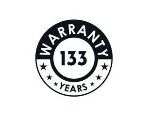 133 years warranty logo isolated on white background