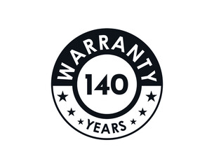 140 years warranty logo isolated on white background