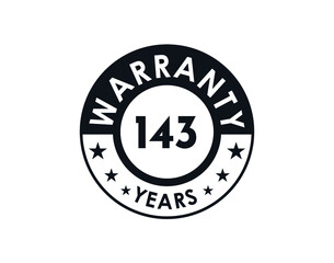 143 years warranty logo isolated on white background