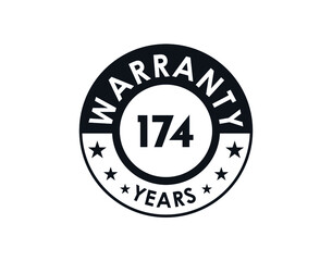 174 years warranty logo isolated on white background