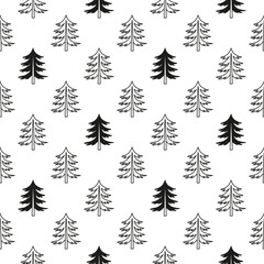 Obraz premium Modern scandinavian seamless pattern with pine trees.
