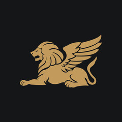 winged lion sit logo exclusive design inspiration