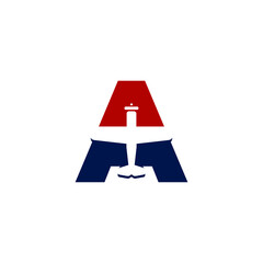 Letter A and Propeller Plane Icon. Airplane symbol. Aircraft Vector Illustration.