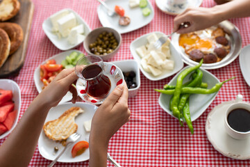 Turkish breakfast table at home