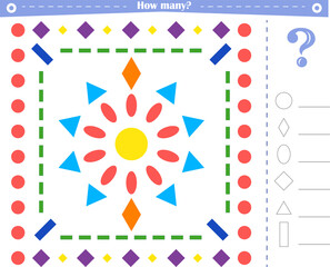  A game for children. Count all the indicated shapes in this pattern.