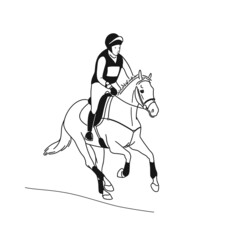 Equestrian athlete riding horse during the сross country