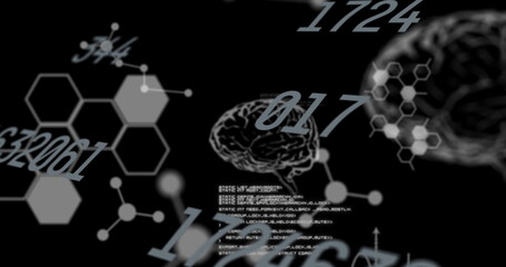 Image of numbers changing and data processing with human brains