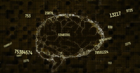 Image of numbers changing with human brain spinning