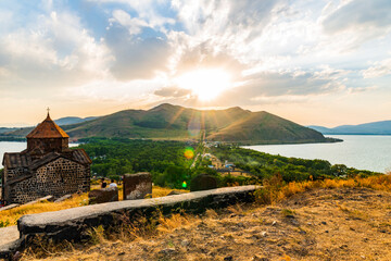Beautiful Akhtamar island on lake sevan, Armenia.