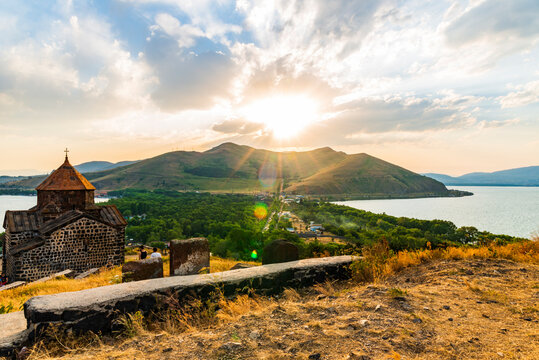 Beautiful Akhtamar island on lake sevan, Armenia.