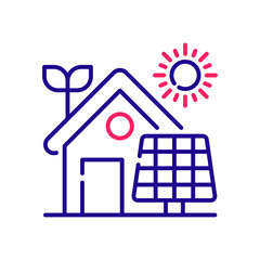 Eco house vector 2 colours icon style illustration. EPS 10 file