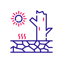 Desertification vector 2 colours icon style illustration. EPS 10 file