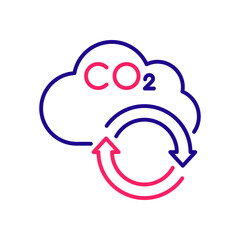 Carbon cycle vector 2 colours icon style illustration. EPS 10 file
