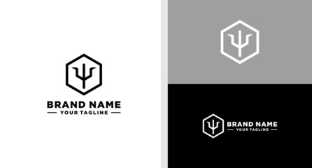 LETTER Y ANCIENT LOGO HEXAGON EDITABLE