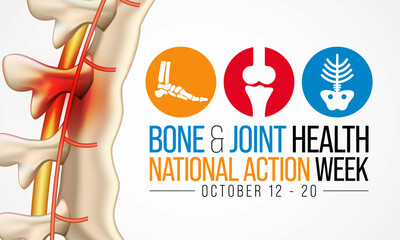 Bone and Joint health national action week is observed every year in October, with activities focused on disorders including arthritis, back pain, trauma, pediatric conditions, and osteoporosis.