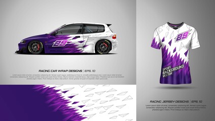 Sport car wrap and t shirt design vector for race car, pickup truck, rally, adventure vehicle, uniform and sport livery. Texture for sports abstract background. Racing stripe graphic for livery, extre © hasfungraphic