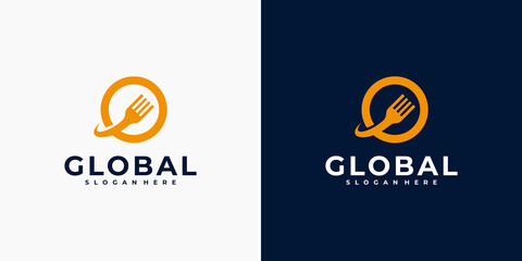 international food Logo inspiration, planet food logo, global food logo