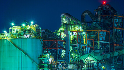 工場夜景　福岡県　テキストスペース　素材