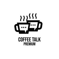 coffee mug talk simple black logo design isolated background