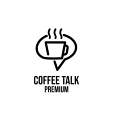 coffee mug talk simple black logo design isolated background