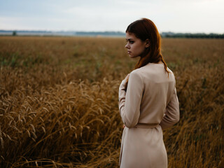 woman in the field walk landscape agriculture