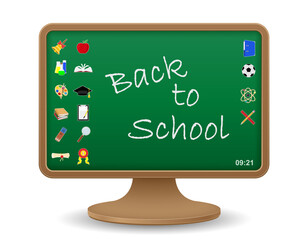 school blackboard monitor screen education concept vector illustration