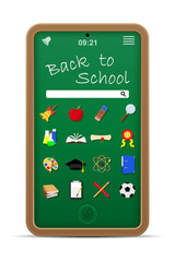 school blackboard phone online education concept vector illustration
