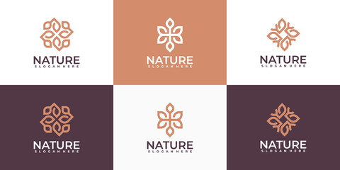 Luxury fashion flower logo abstract linear style
