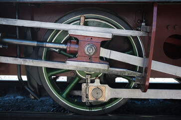 Fototapeta premium wheel of an old locomotive
