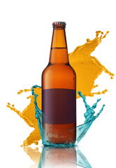 brown bottle with beer