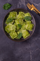 Ravioli with spinach and parmesan.