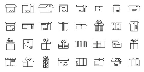 Obraz premium Box icons set outline vector. Gift present