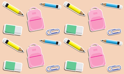 Back to school with school items and elements. background and poster for back to school
