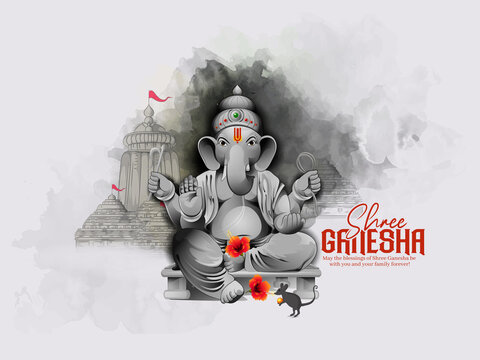 illustration of Lord Ganpati for Ganesh Chaturthi Indian festival, Background
