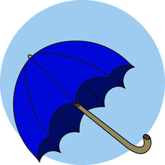 Lonely blue umbrella art vector illustration