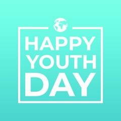 international youth day, happy youth day modern creative minimalist banner, sign, design concept, social media post, template with white text on a blue background