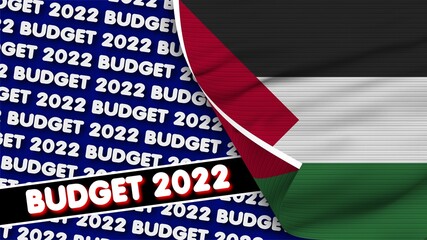 Palestine Realistic Flag with Budget 2022 Title Fabric Texture Effect 3D Illustration