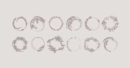 Botanical flowers wreaths set. Circlet of flowers collection. Nature floral leaves print.