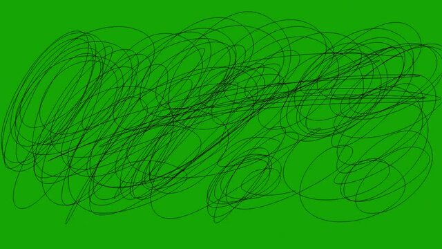 abstract background Doodle on a green background. chaotic ring line.