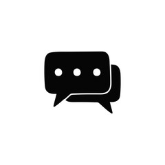 communication, chatting icon in solid black flat shape glyph icon, isolated on white background 