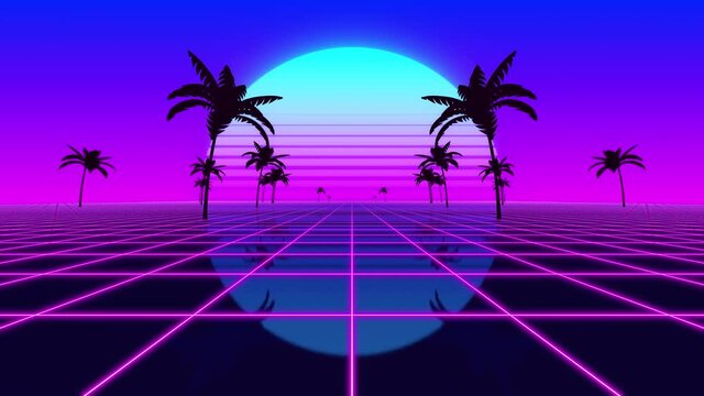 Beautiful Sunset Retro 80s style