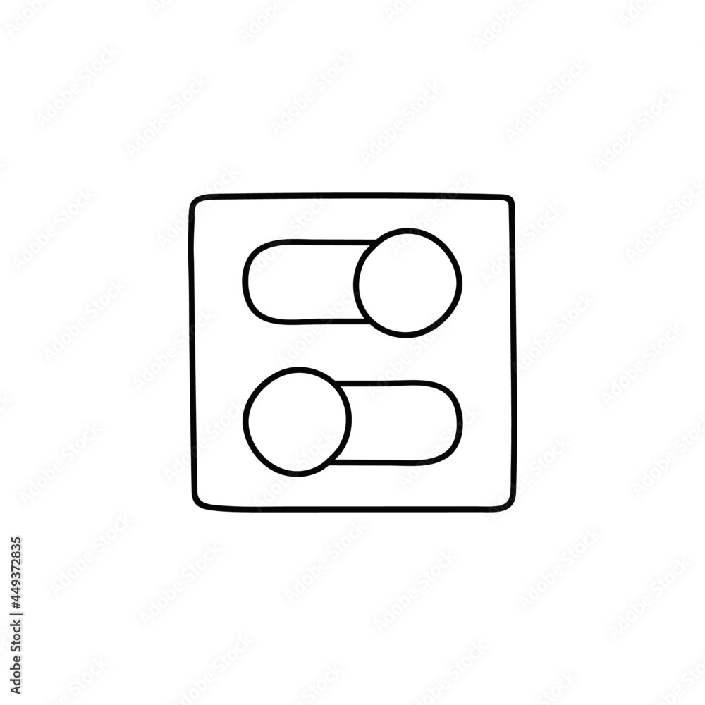 Poster control switch toggle icon in flat black line style, isolated on white background
