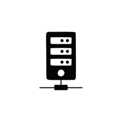 Computer data Server icon in solid black flat shape glyph icon, isolated on white background 