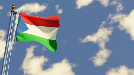 Imbabura 3D rendered realistic waving flag illustration on Flagpole. Isolated on sky background with space on the right side.