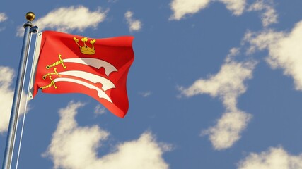Middlesex 3D rendered realistic waving flag illustration on Flagpole. Isolated on sky background with space on the right side.