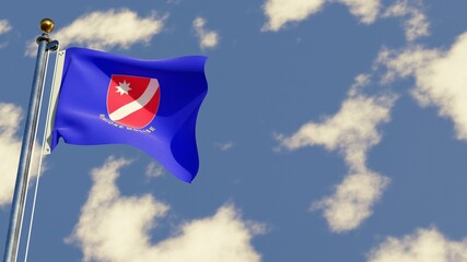 Molise 3D rendered realistic waving flag illustration on Flagpole. Isolated on sky background with space on the right side.