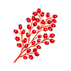 Handmade decorative holly berries, elegant background with design elements. Can be used for winter holiday invitations, greeting cards, printing, gift packaging, production. Watercolor style
