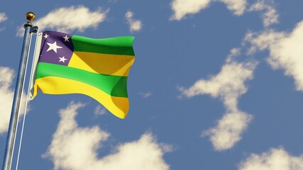 Sergipe 3D rendered realistic waving flag illustration on Flagpole. Isolated on sky background with space on the right side.