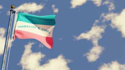 Espirito Santo 3D rendered realistic waving flag illustration on Flagpole. Isolated on sky background with space on the right side.
